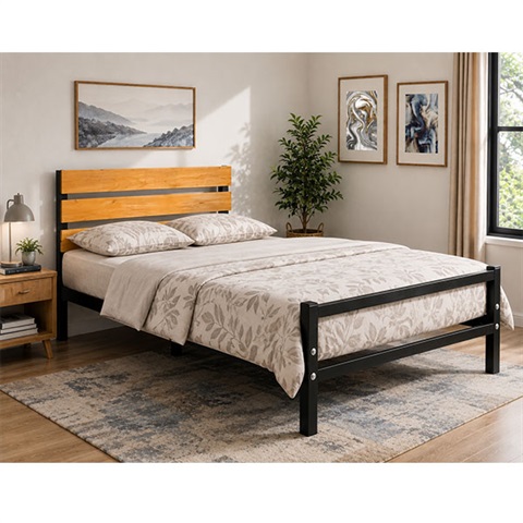 تخت دو نفره چوبی فلزی آیناز TD1520